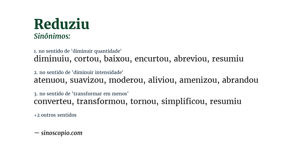 Sinônimo de reduziu