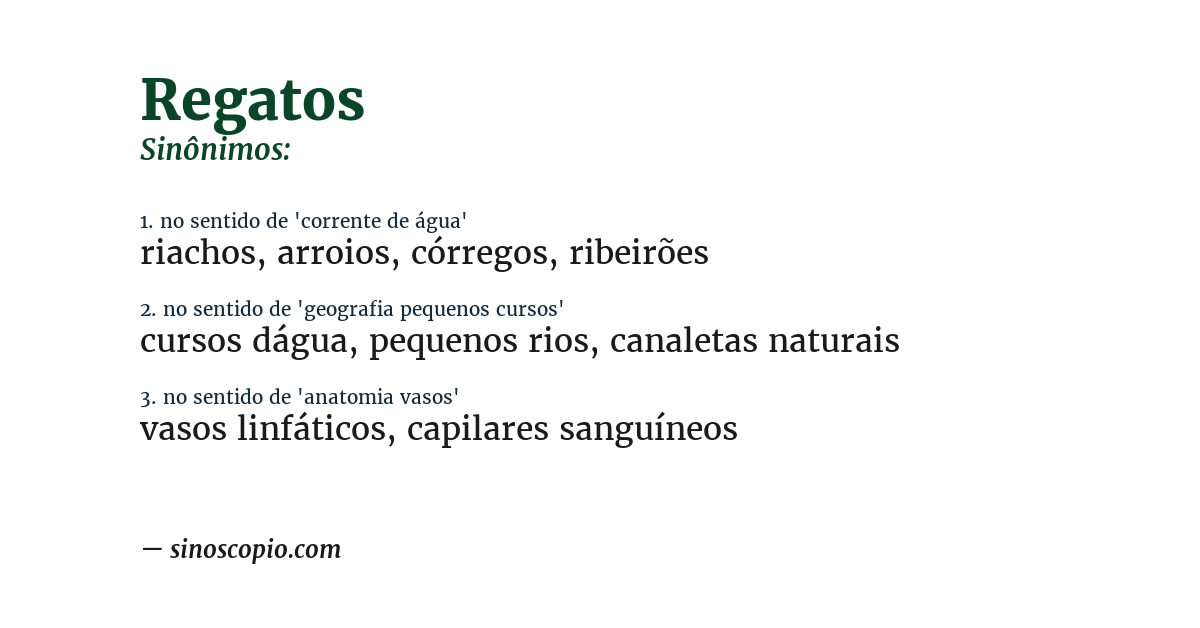 Sinônimo de regatos