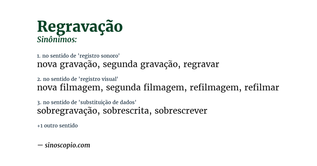 Sinônimo de regravação
