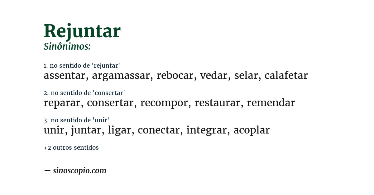 Sinônimo de rejuntar