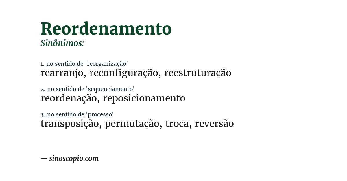 Sinônimo de reordenamento
