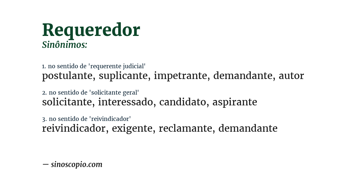 Sinônimo de requeredor