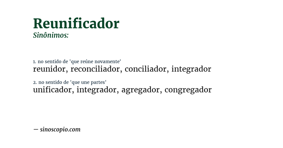 Sinônimo de reunificador