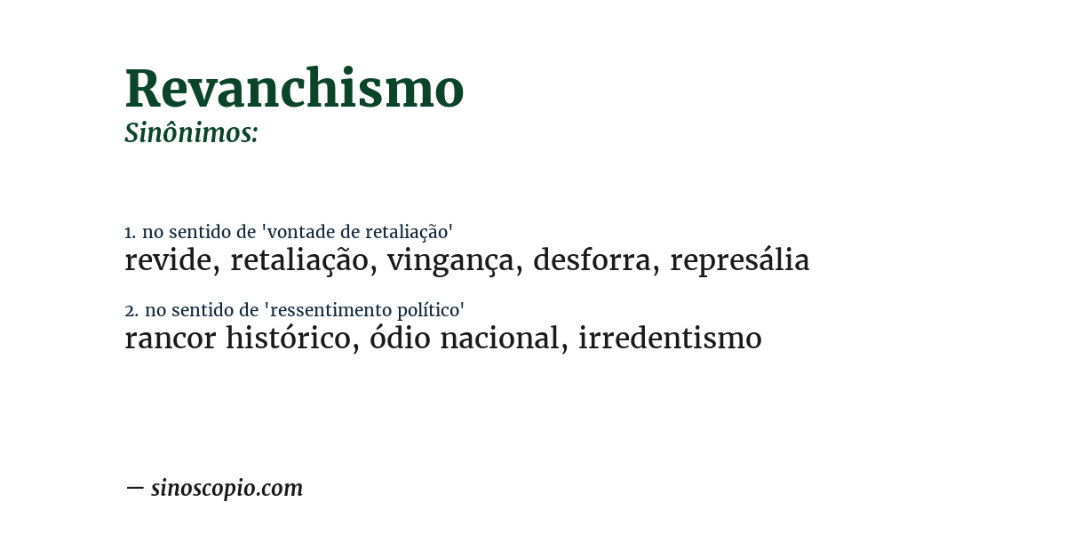 Sinônimo de revanchismo