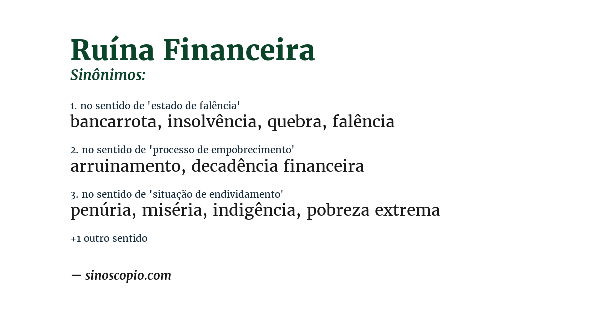 Sinônimo de ruína financeira