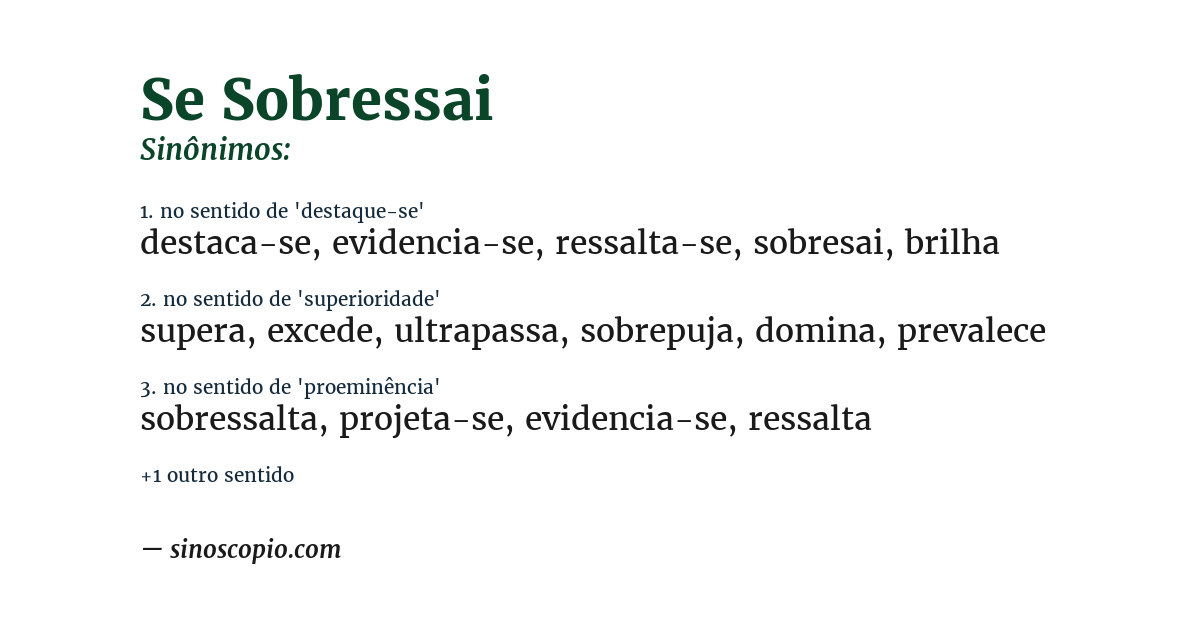 Sinônimo de se sobressai
