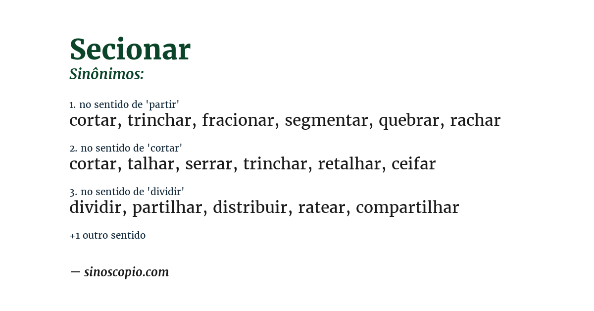 Sinônimo de secionar