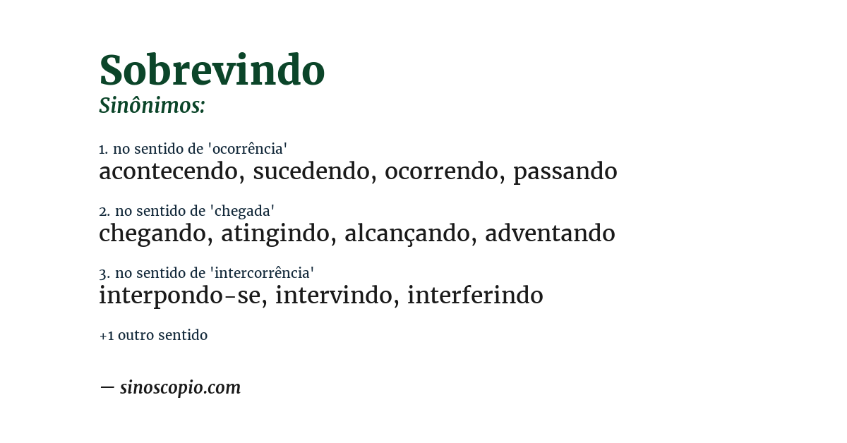 Sinônimo de sobrevindo
