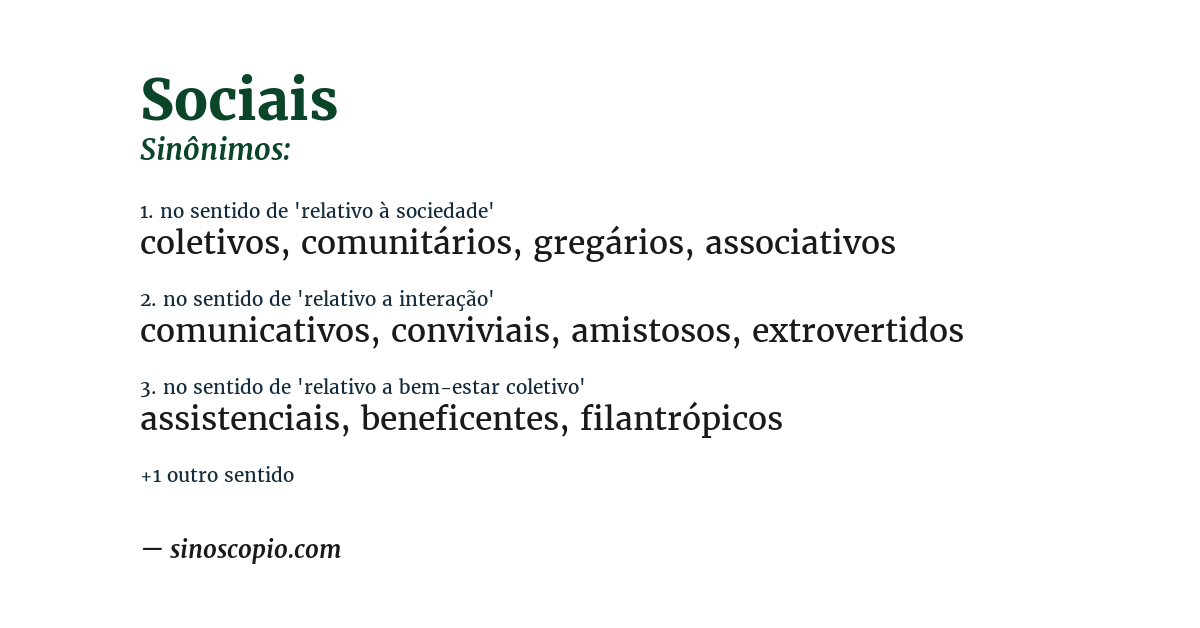 Sinônimo de sociais