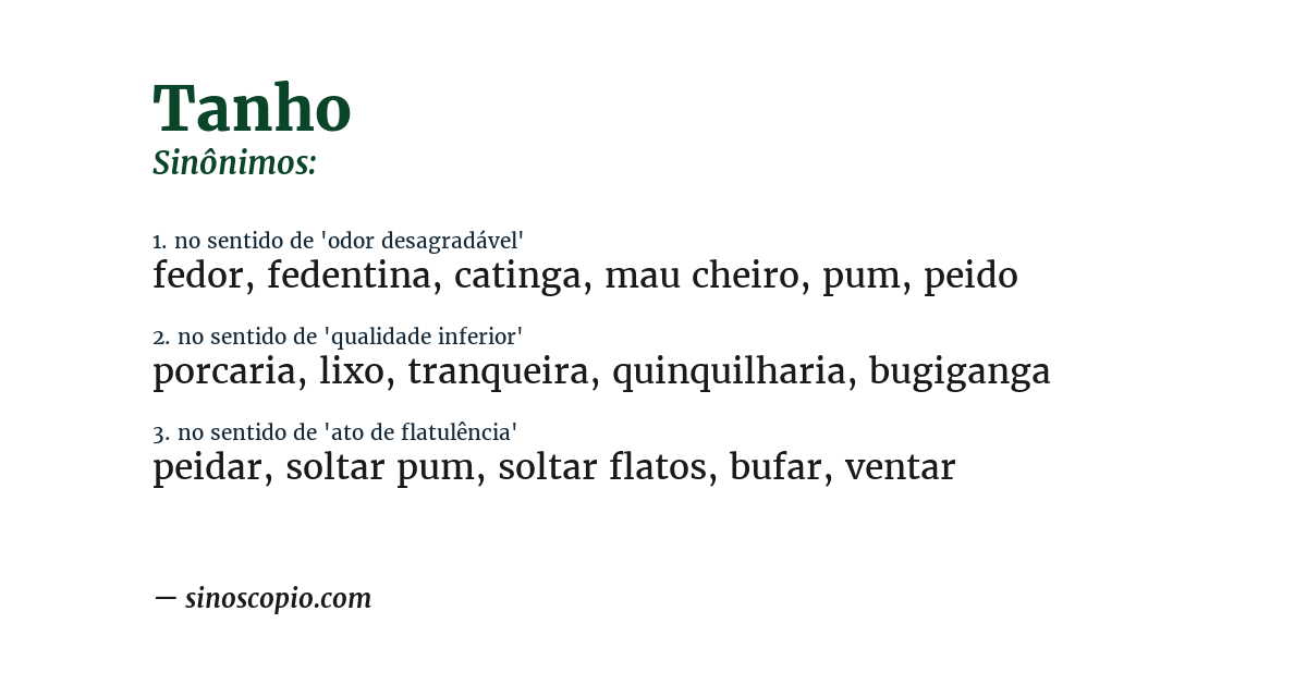 Sinônimo de tanho