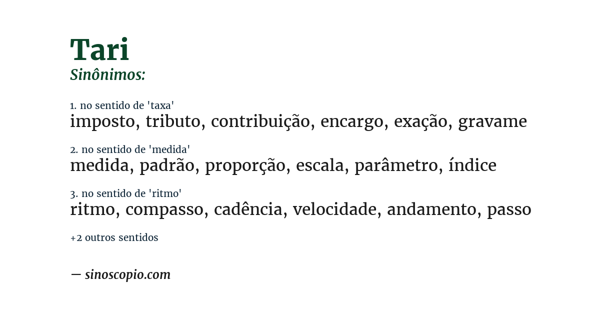 Sinônimo de tari