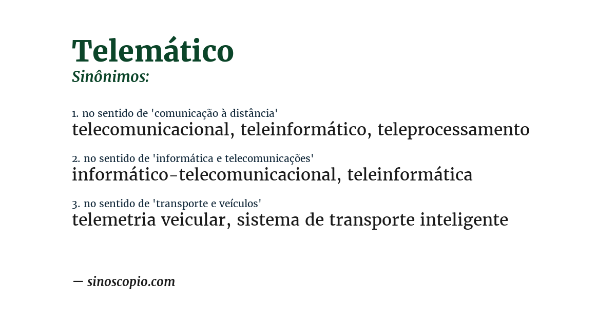 Sinônimo de telemático