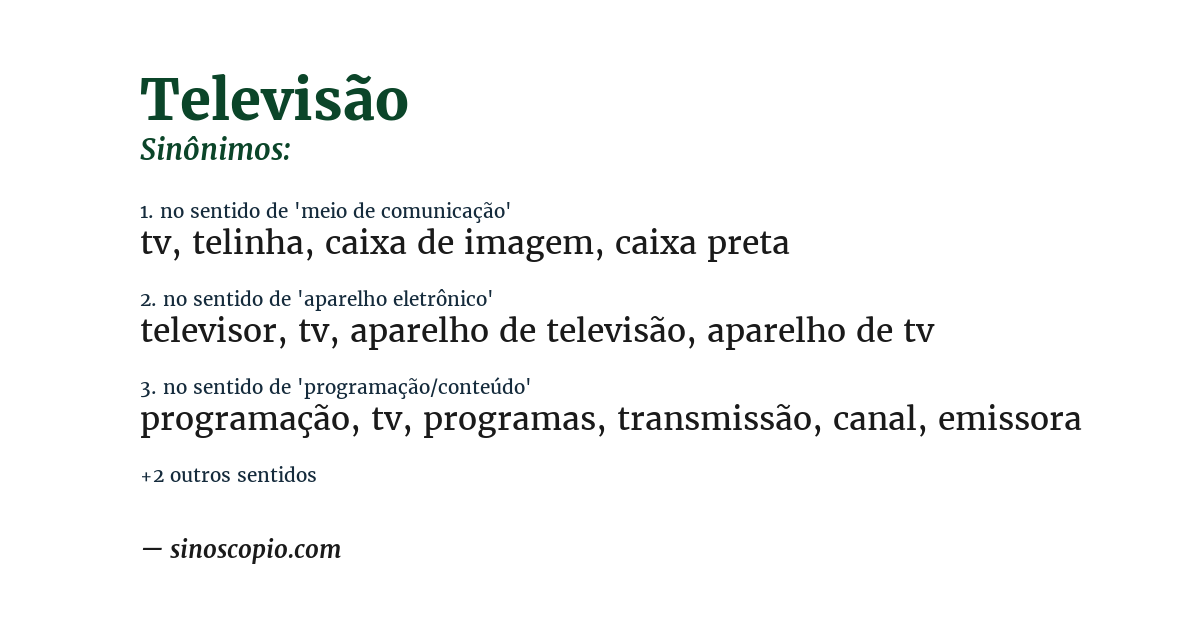 Sinônimo de televisão