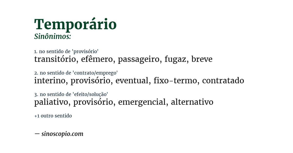 Sinônimo de temporário