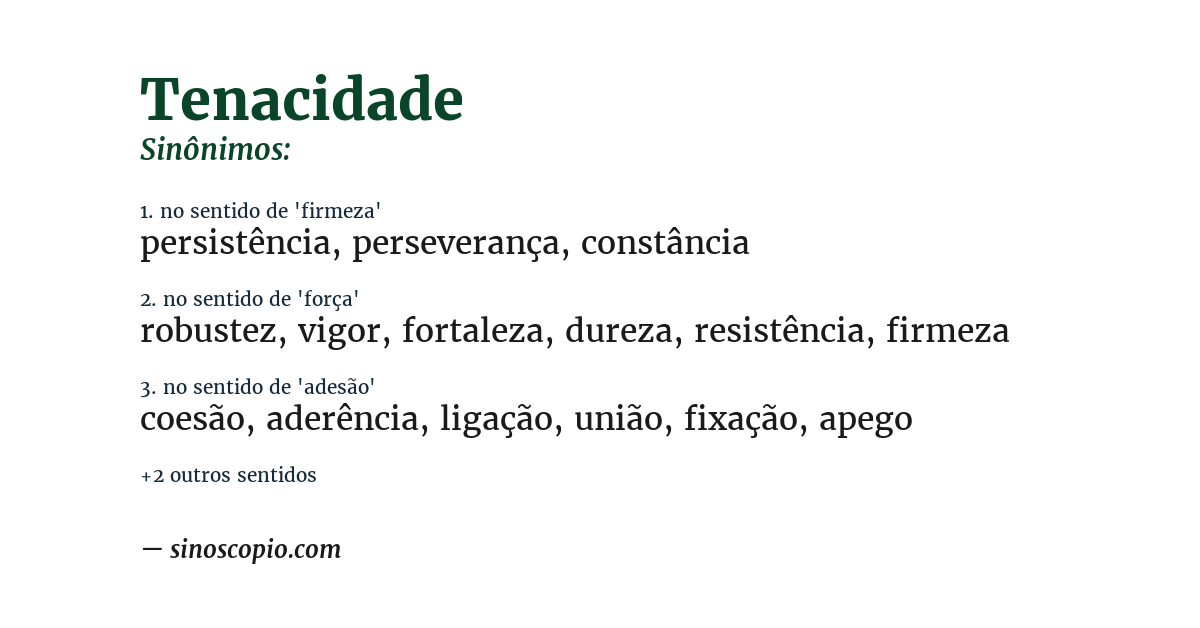 Sinônimo de tenacidade