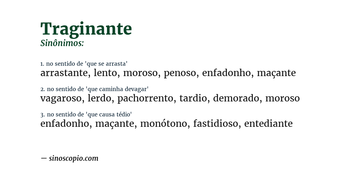 Sinônimo de traginante