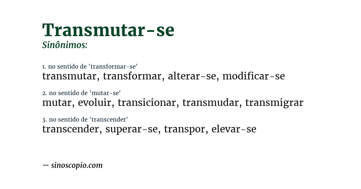 Sinônimo de transmutar-se