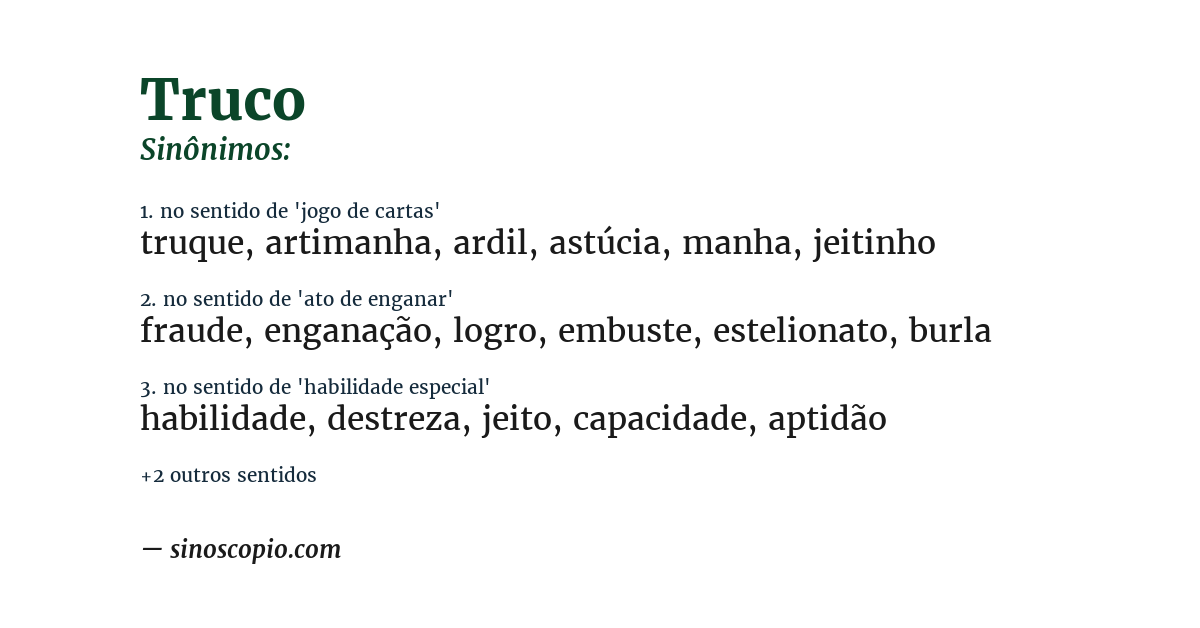 Sinônimo de truco
