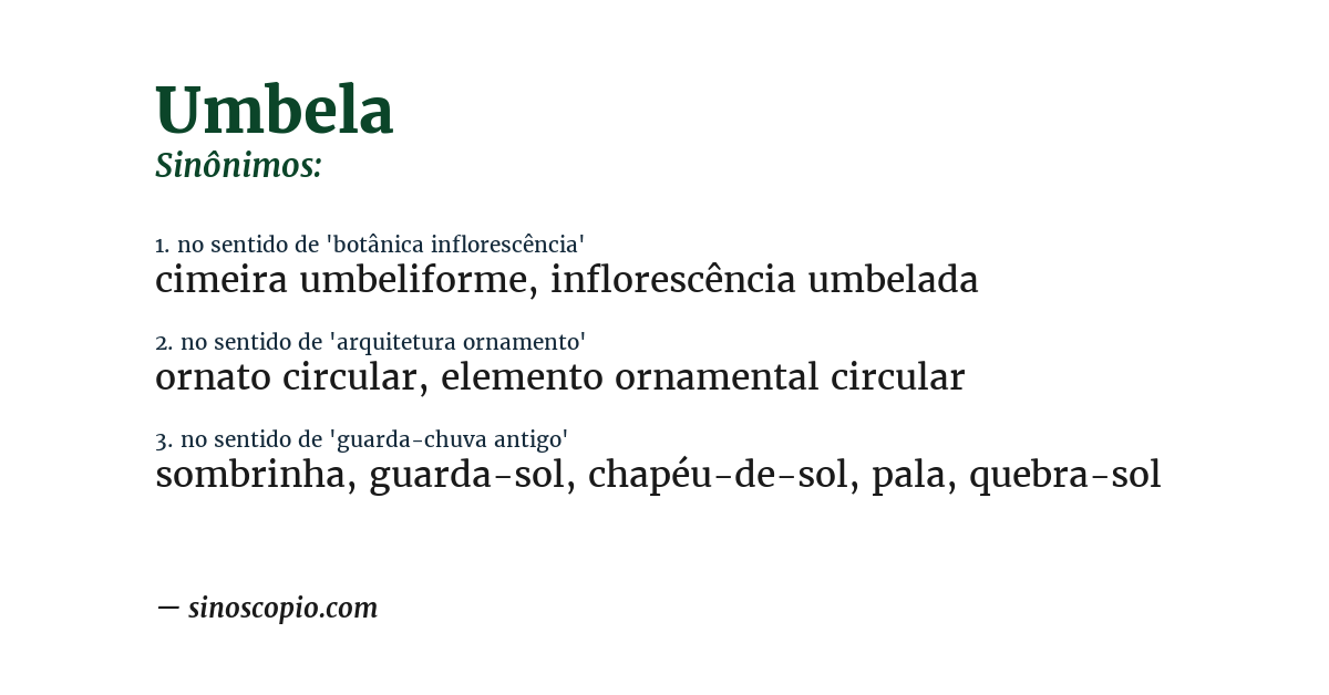 Sinônimo de umbela
