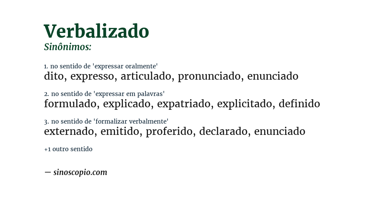 Sinônimo de verbalizado