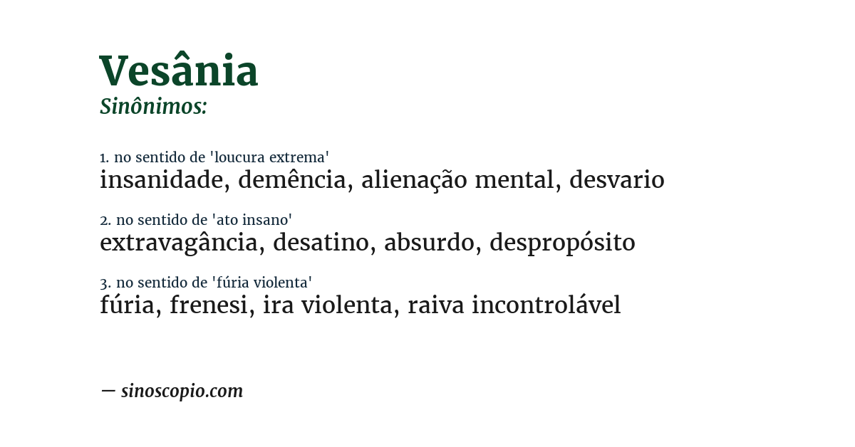 Sinônimo de vesânia