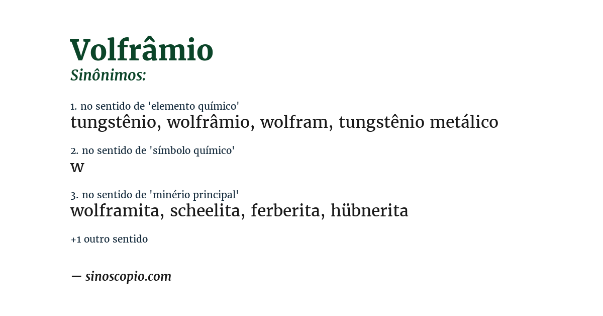 Sinônimo de volfrâmio