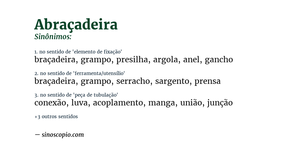 Sinônimo de abraçadeira