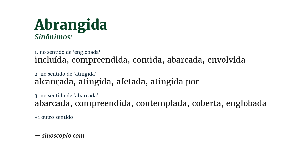 Sinônimo de abrangida