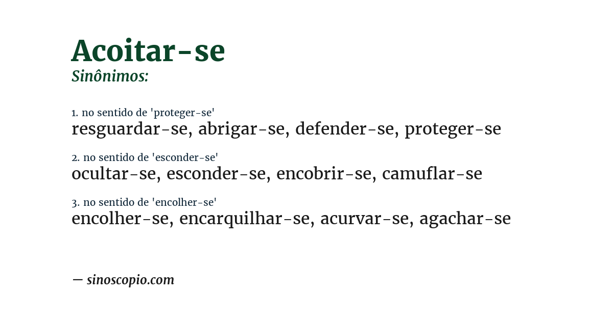 Sinônimo de acoitar-se