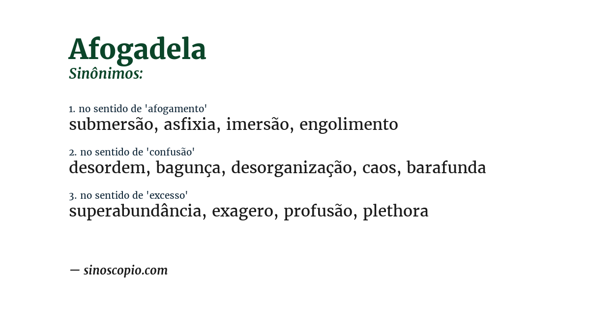 Sinônimo de afogadela