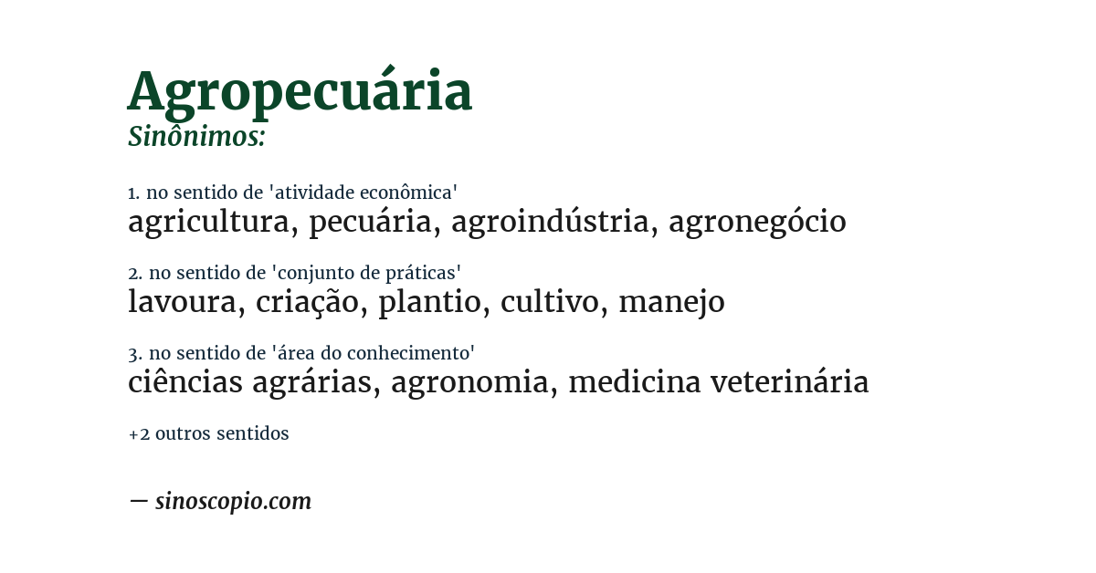 Sinônimo de agropecuária