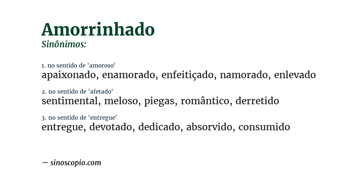 Sinônimo de amorrinhado