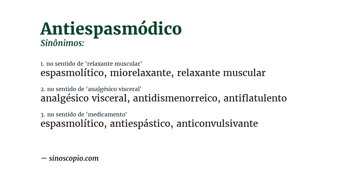 Sinônimo de antiespasmódico