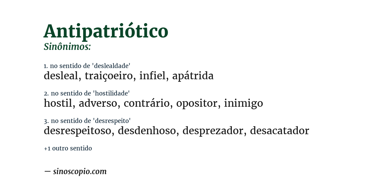 Sinônimo de antipatriótico