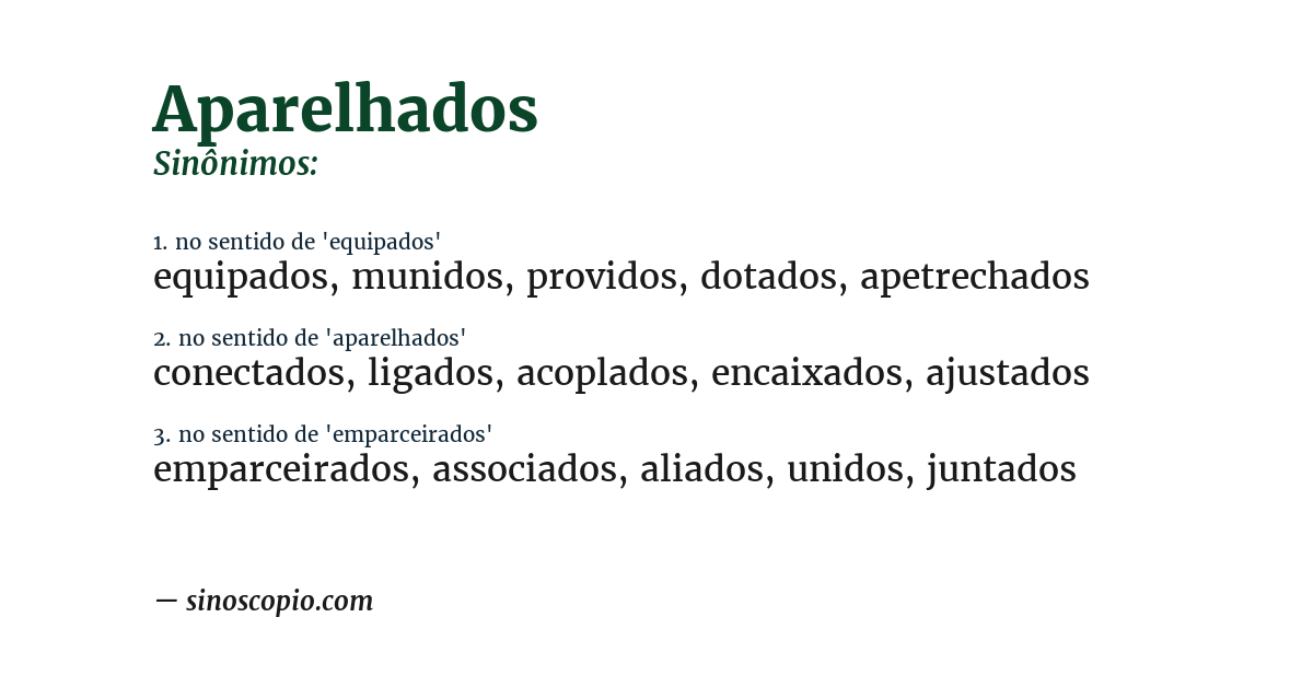 Sinônimo de aparelhados