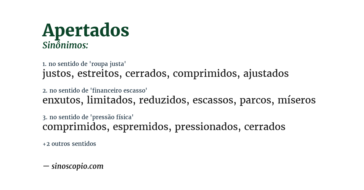 Sinônimo de apertados
