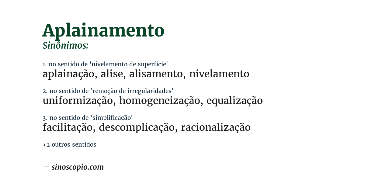 Sinônimo de aplainamento