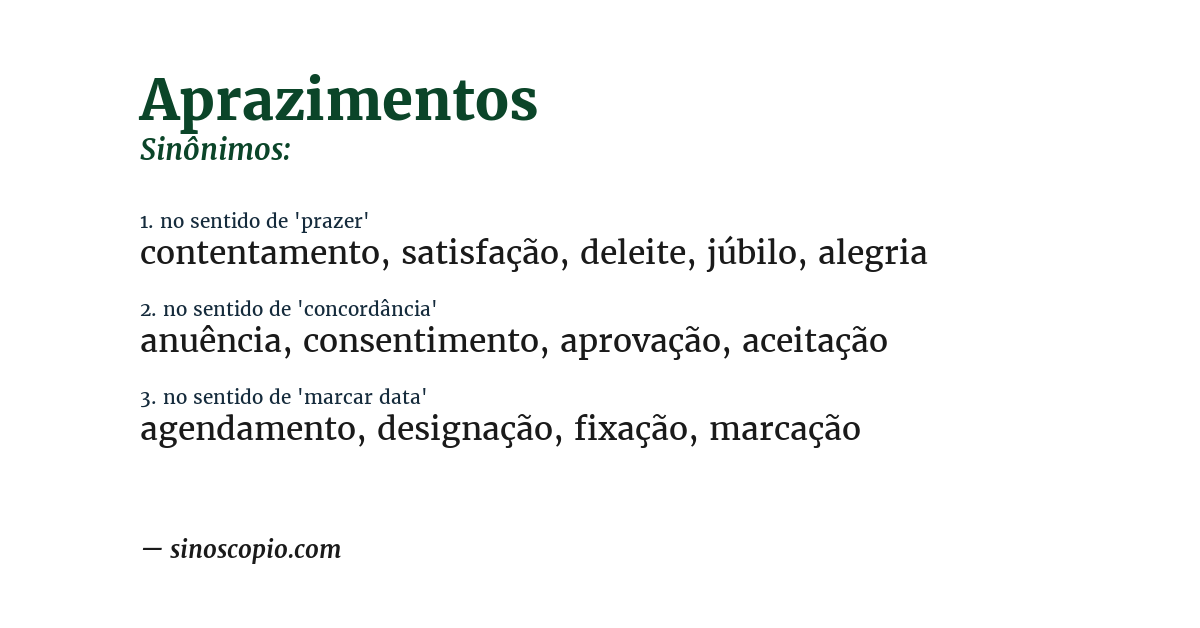 Sinônimo de aprazimentos