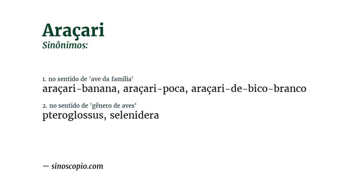 Sinônimo de araçari