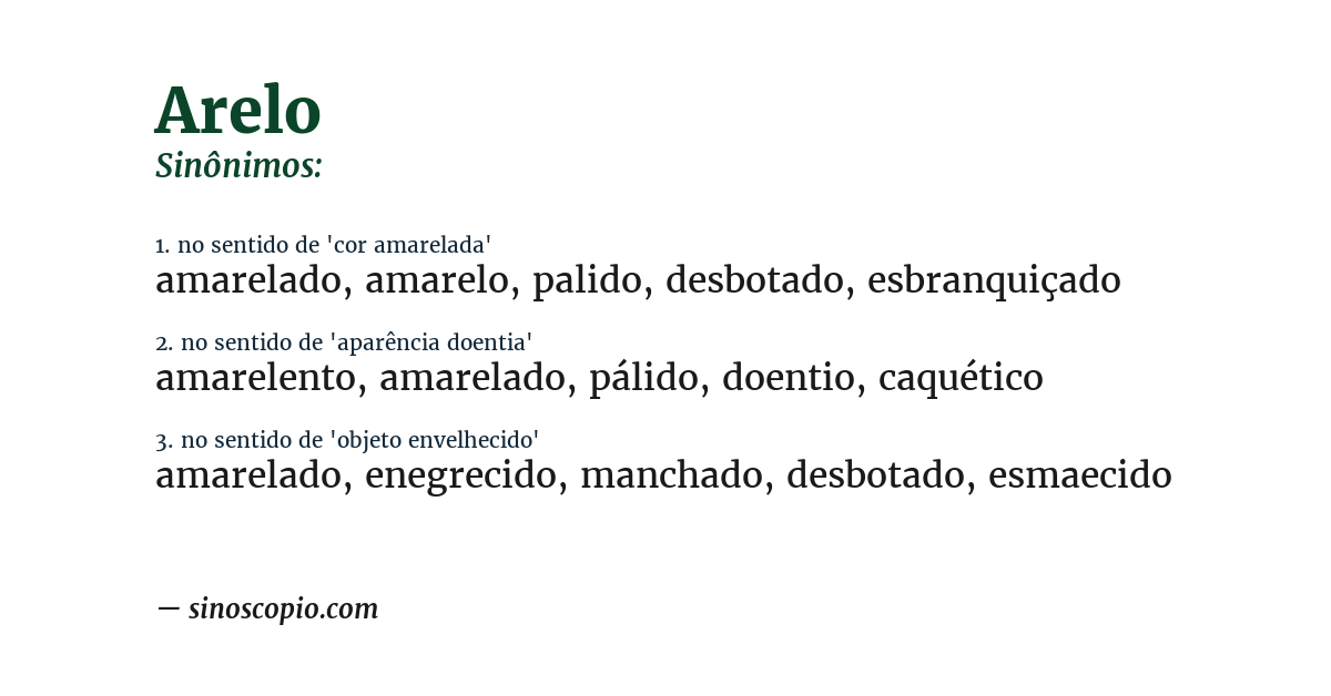 Sinônimo de arelo