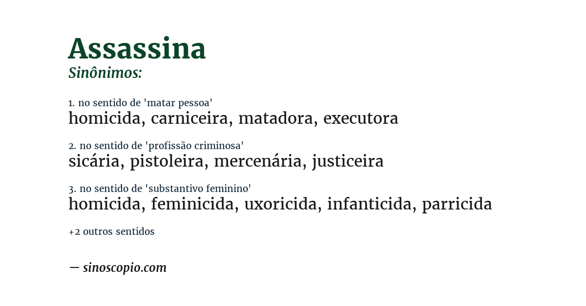 Sinônimo de assassina