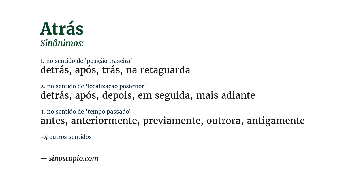 Sinônimo de atrás