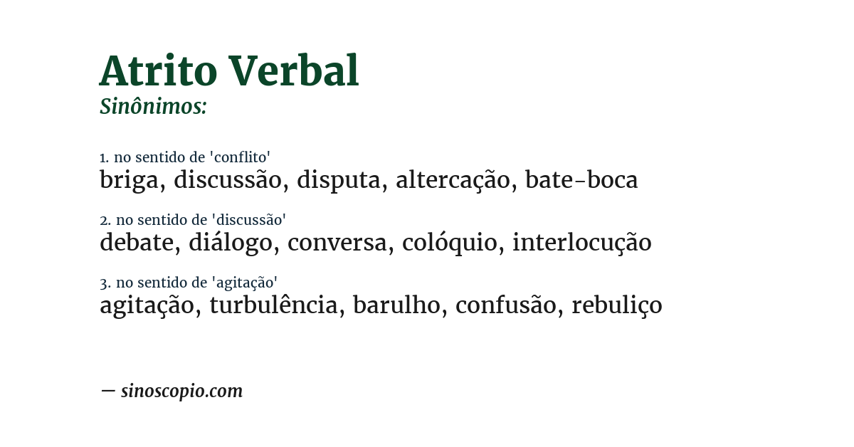 Sinônimo de atrito verbal