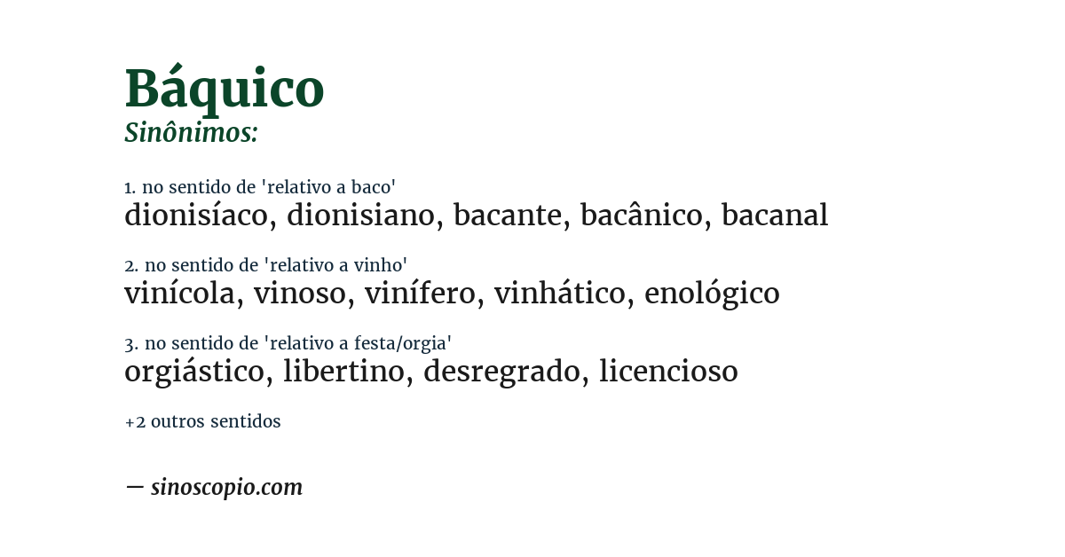 Sinônimo de báquico