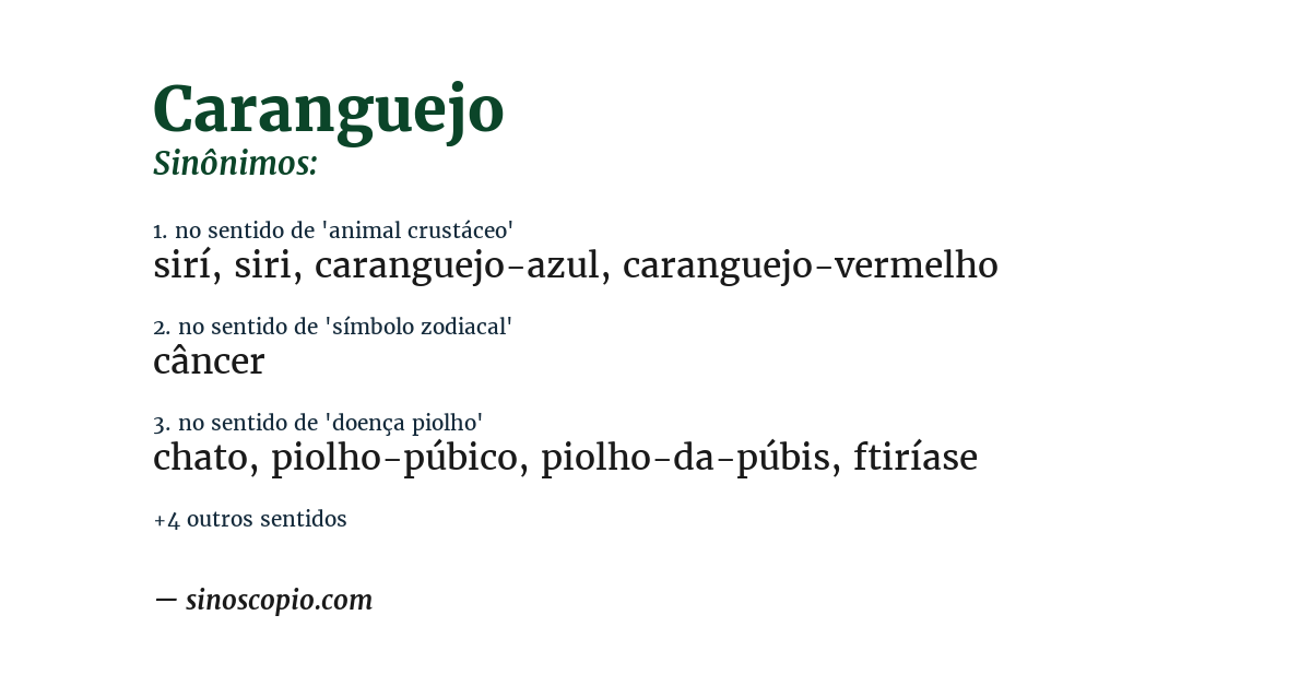 Sinônimo de caranguejo