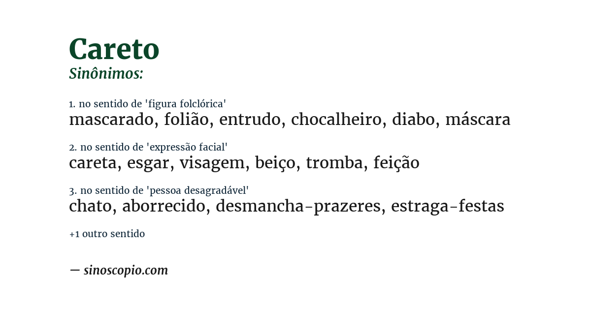 Sinônimo de careto
