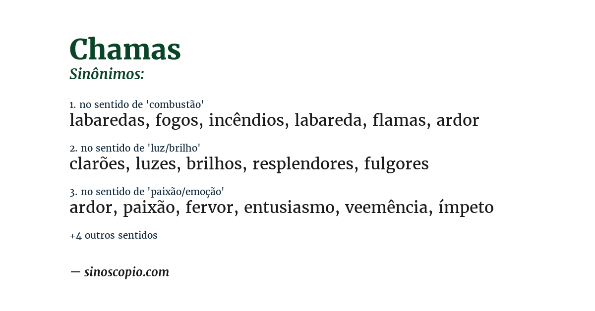 Sinônimo de chamas