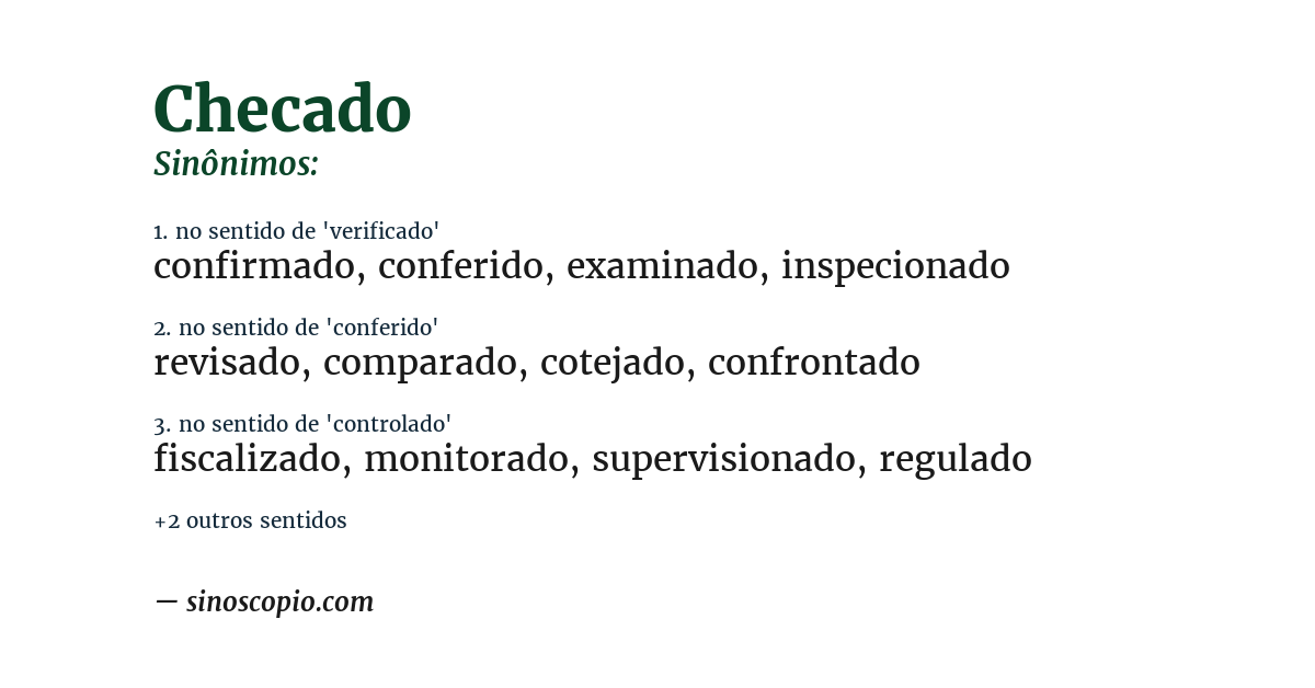Sinônimo de checado