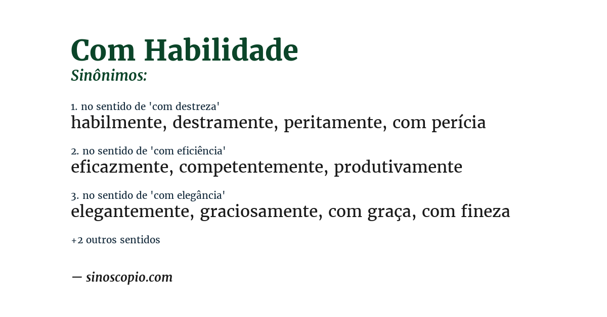 Sinônimo de com habilidade