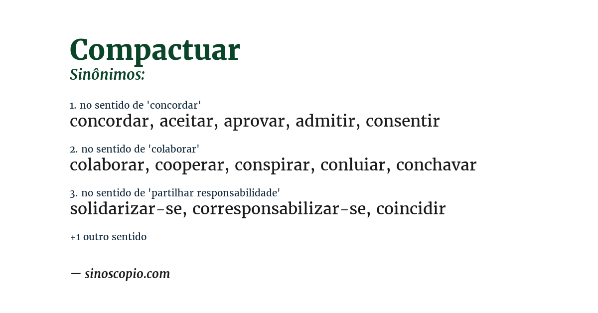 Sinônimo de compactuar